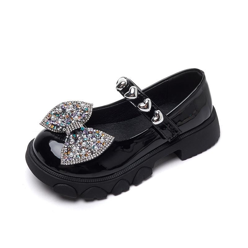 

Spring & Autumn New Girls Rhinestone Soft-soled Leather Shoes Round-toe Versatile Shallow Mary Jane Casual Kids Fashion PU 36