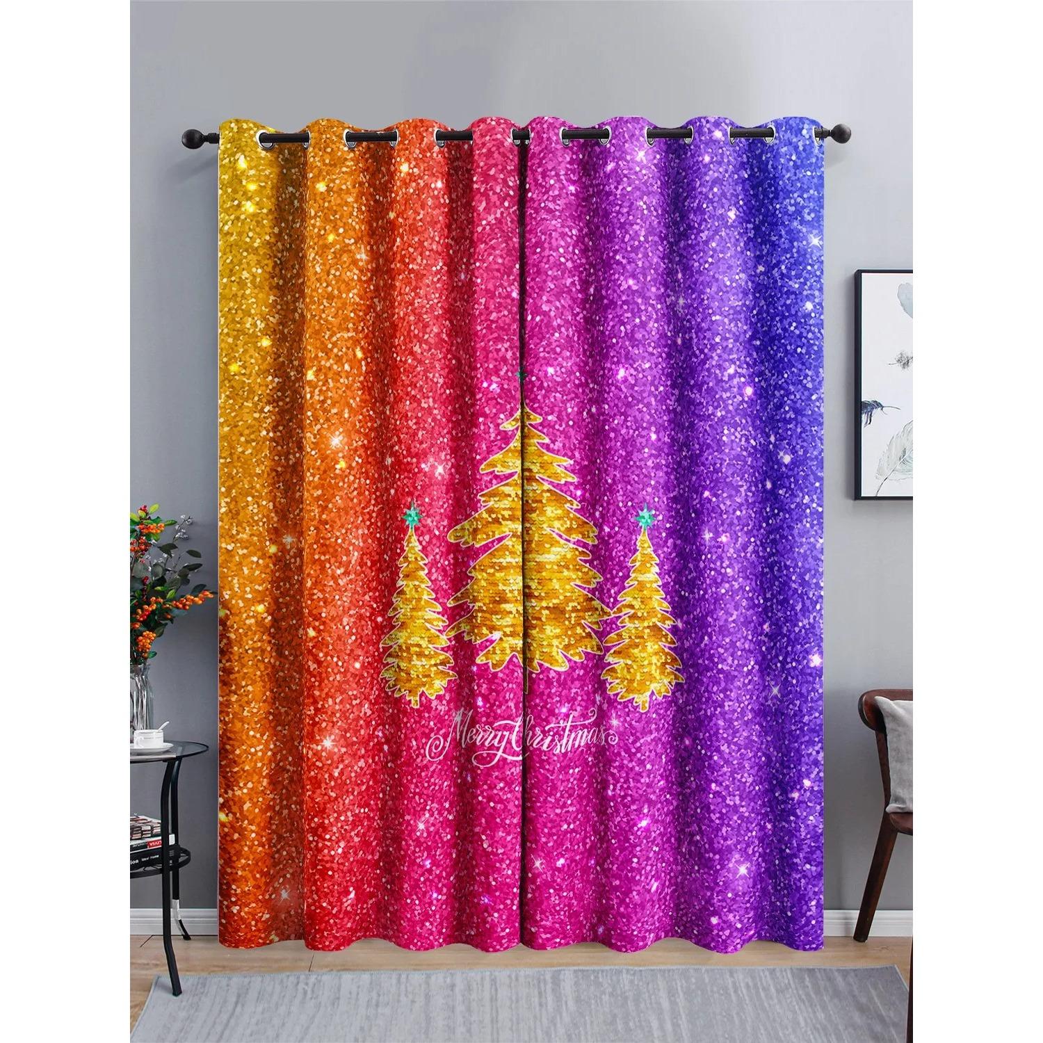 

С Новым годом, Санта-Клаус, Счастливого Рождества, олени, затемняющие шторы для гостиной, спальни, кухни, домашнего декора 100W130H(CM)40x51in&Grommet Top