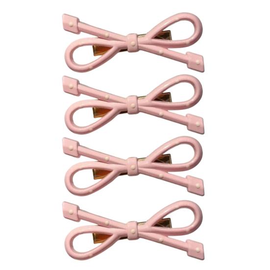 4Pcs Girl Hairpin Dot Print Hollow Bow Tie Design Hair Clips Lightweight Non-Damaging