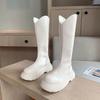 Popular long boots women's white knight boots 2025 spring and autumn new cigarette long boots thick-soled thin high boots