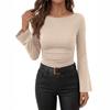 Women S Slim Fit Long Sleeve Flared Sleeve T Shirt Solid Color