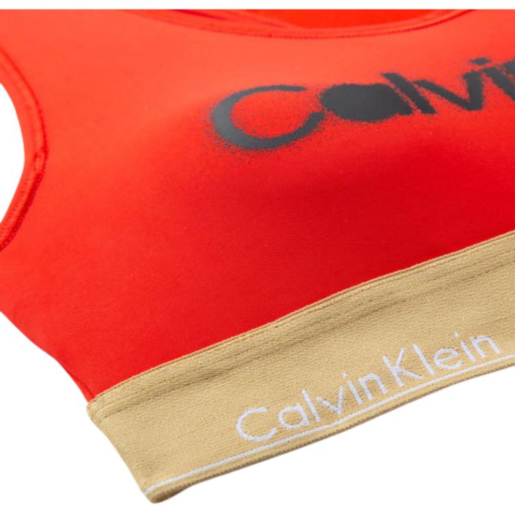 Calvin Klein Letter Logo Print Wireless Bra Women underwear Red QF7308AD-3RB