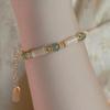 Elegant and gentle natural Hetian jade bracelet for women, vintage light luxury niche white butterfly shell bamboo knot bracelet jewelry