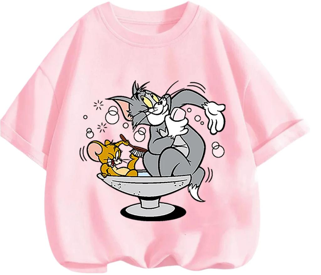 New Fashion Trend Tom And Jerry T Shirt Summer Casual Daily Tops Cartoon Print For Young Children