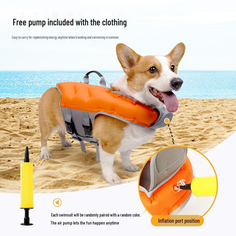 Inflatable Dog Life Jacket - Lightweight & Breathable Swim Vest for Large Dogs