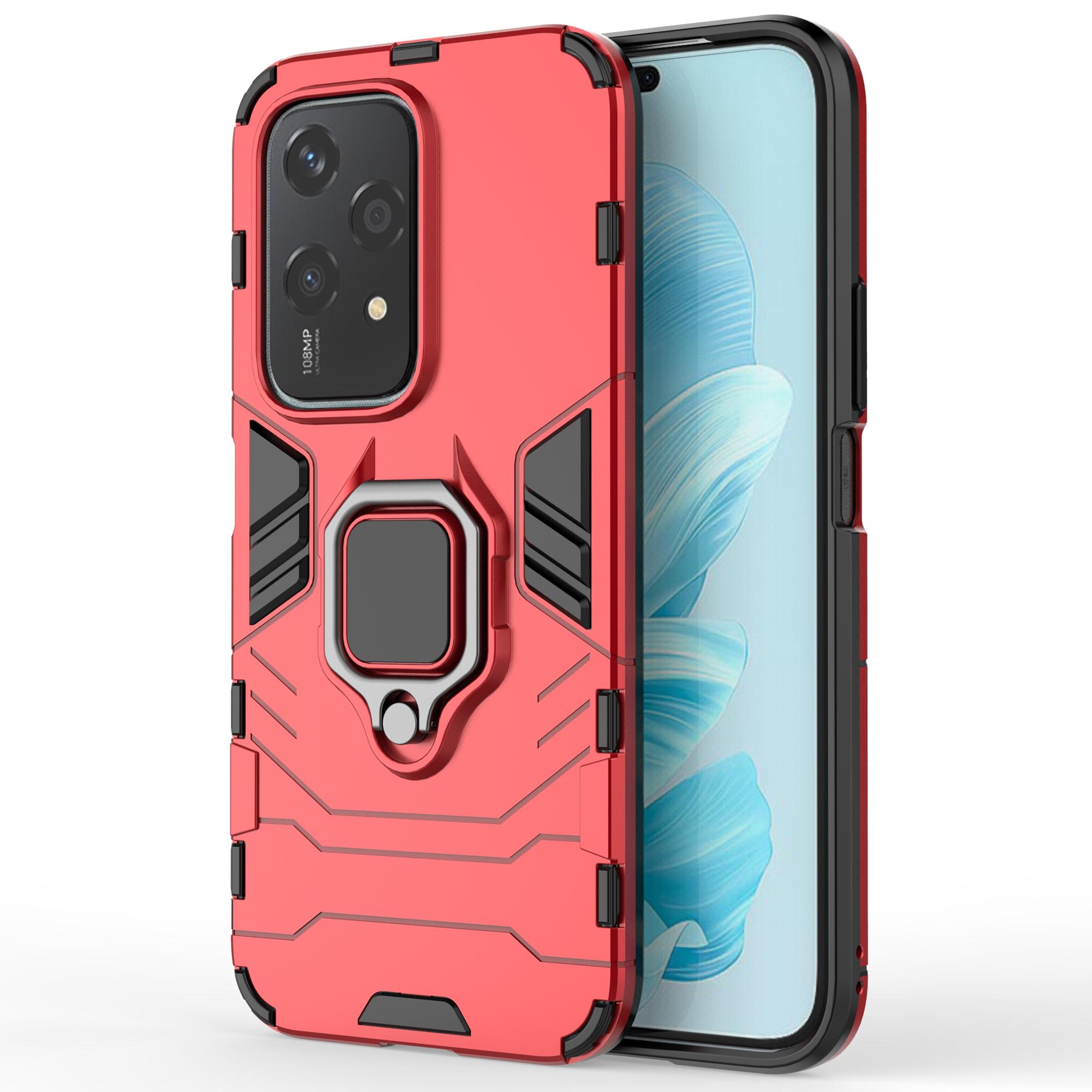

For Honor 200 Lite Phone Case Ring Holder Kickstand PC+TPU Shockproof Cover Red