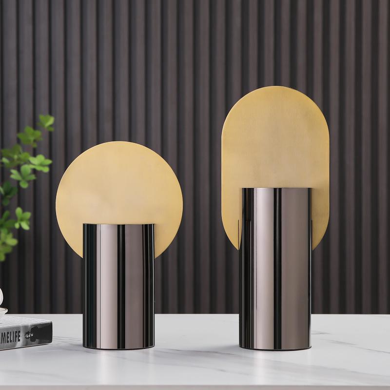 Metalen Vaas Roestvrij Staal Bloempot Geometrisch Elliptisch Marmeren Bloemenvaas Bloemschikaccessoires Huisdecoratie