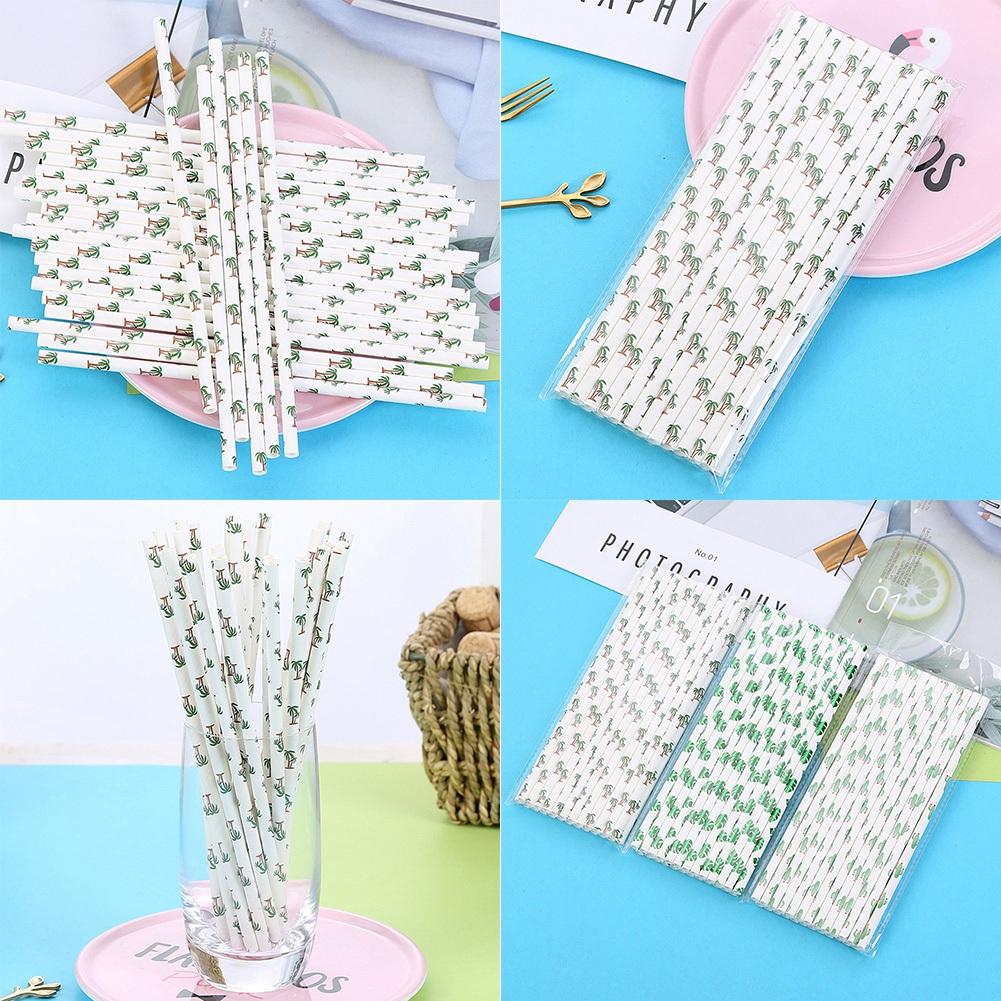 Cute Environmental Disposable Paper Straw Bar  Party Straw 25 Sticks(