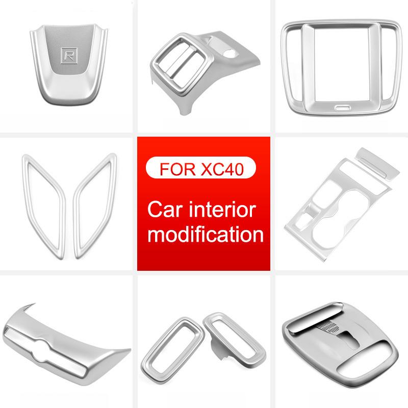 For volvo XC40 C40 EX40 2019-2025 Car Styling Interior Accessories Central Console Decoration Frame Cover Trim Silver Sticker