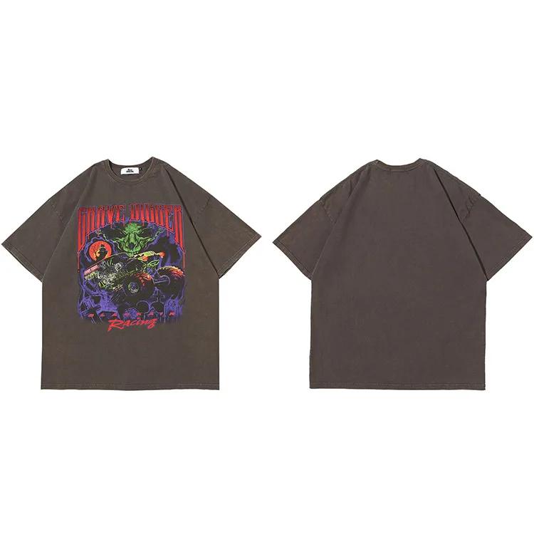 T Shirt Streetwear Men Oversize Hip Hop TShirt Devil Racing Harajuku Tshirt Summer Short Sleeve Cotton Loose Tops Tees