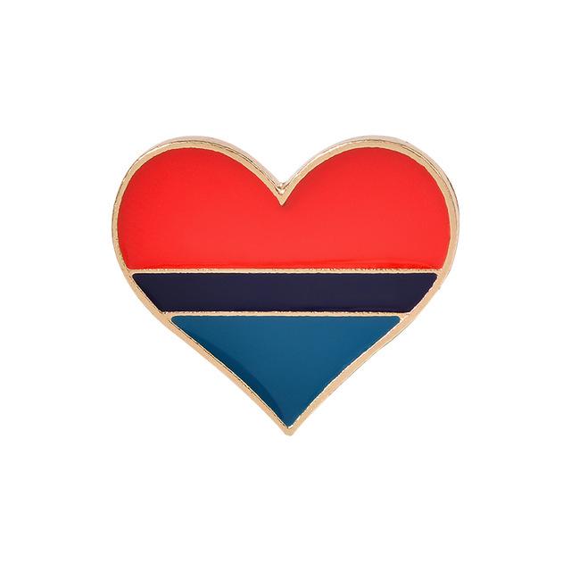 Trendy Rainbow Heart Stripe Brooch - Colorful Badge Jewelry Gift for Friends