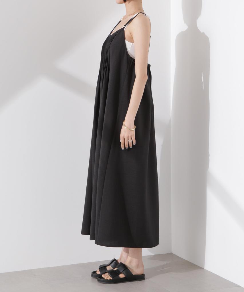 Nano Universe Front Pintuck Camisole F Women's Dress, 010, Black, 673-5119327