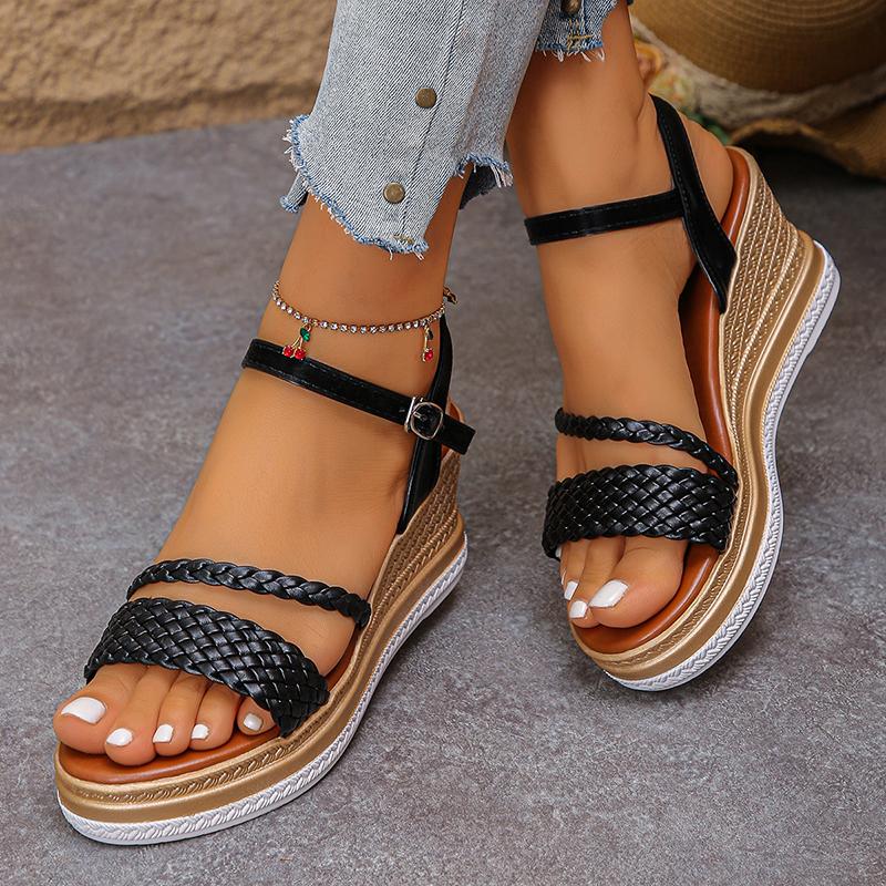 Sandali con Zeppa Intrecciati alla Moda per Donna Sandali Piattaforma Leggeri con Cinturino a Fibbia Donna Estate Suola Spessa Sandali da Spiaggia Donna