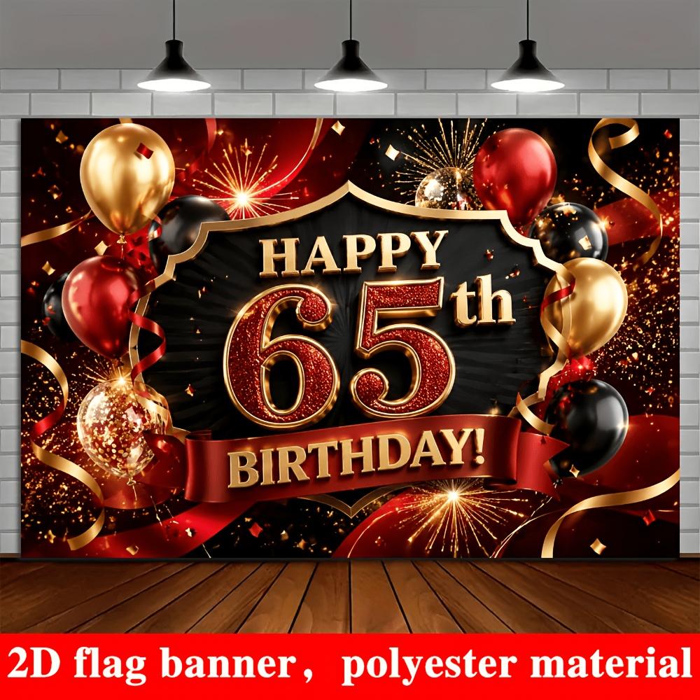 65. Geburtstag Party Banner Hintergrund, Rot Schwarz Gold Klassisch Ballon Konfetti Band, Polyester, Kein Strom, Party Dekoration