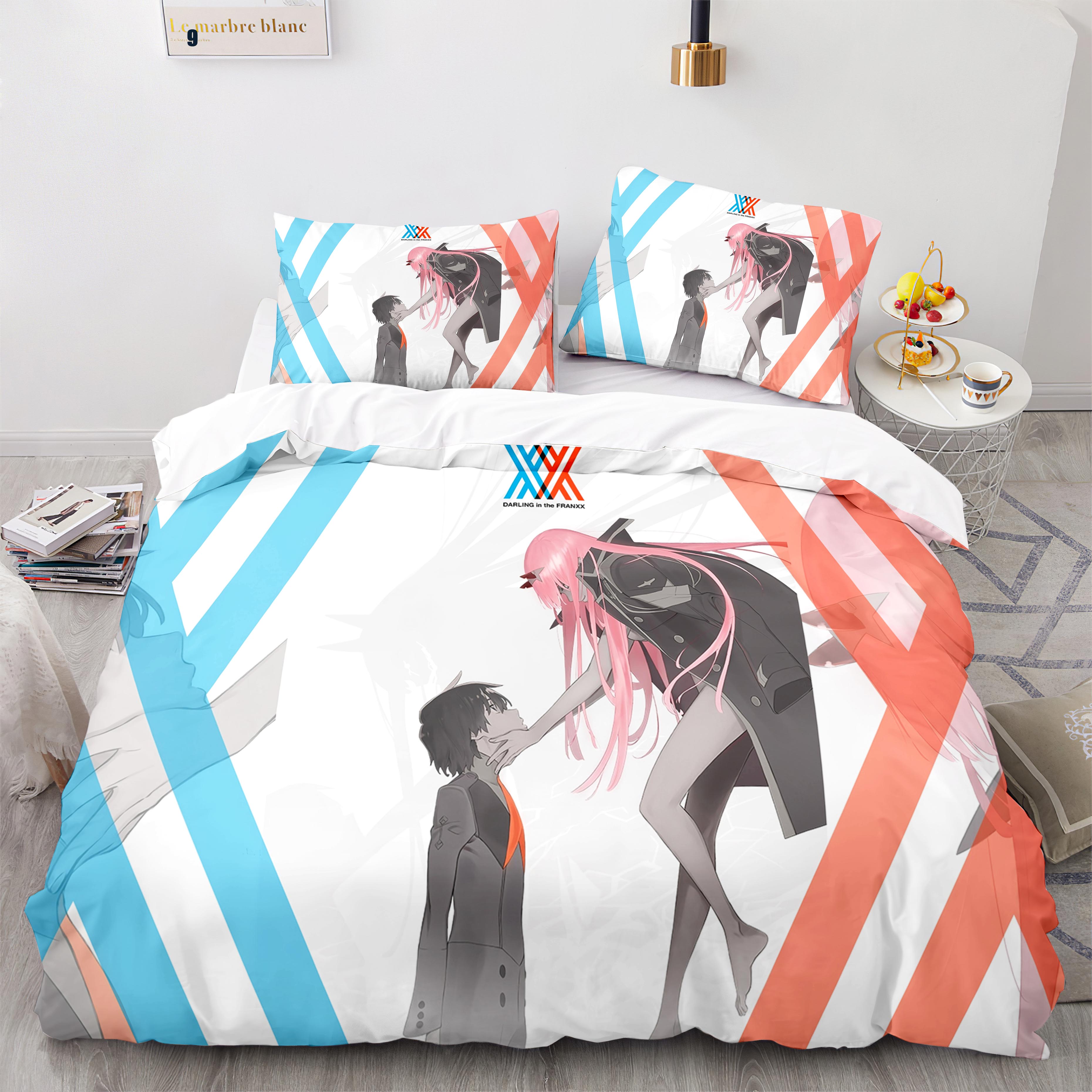 

3d Print Anime Darling In The Franxx Bedding Set Bedspread Single Twin Full Queen King Size Bed Sets Adult Kawaii Duvetcover Set EU Twin 135x200cm
