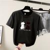 Tegneserie Kortarmet T-skjorte Dame Sommer Student Rund Hals Trykket Topp Mote Pluss Størrelse Dameklær