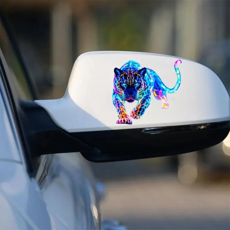 For Scooter Fuel Tank Front Fairing Vinyl Decals Car Window Decoration Colorful Leopard Decorative Sticker Waterproof 2pcs
