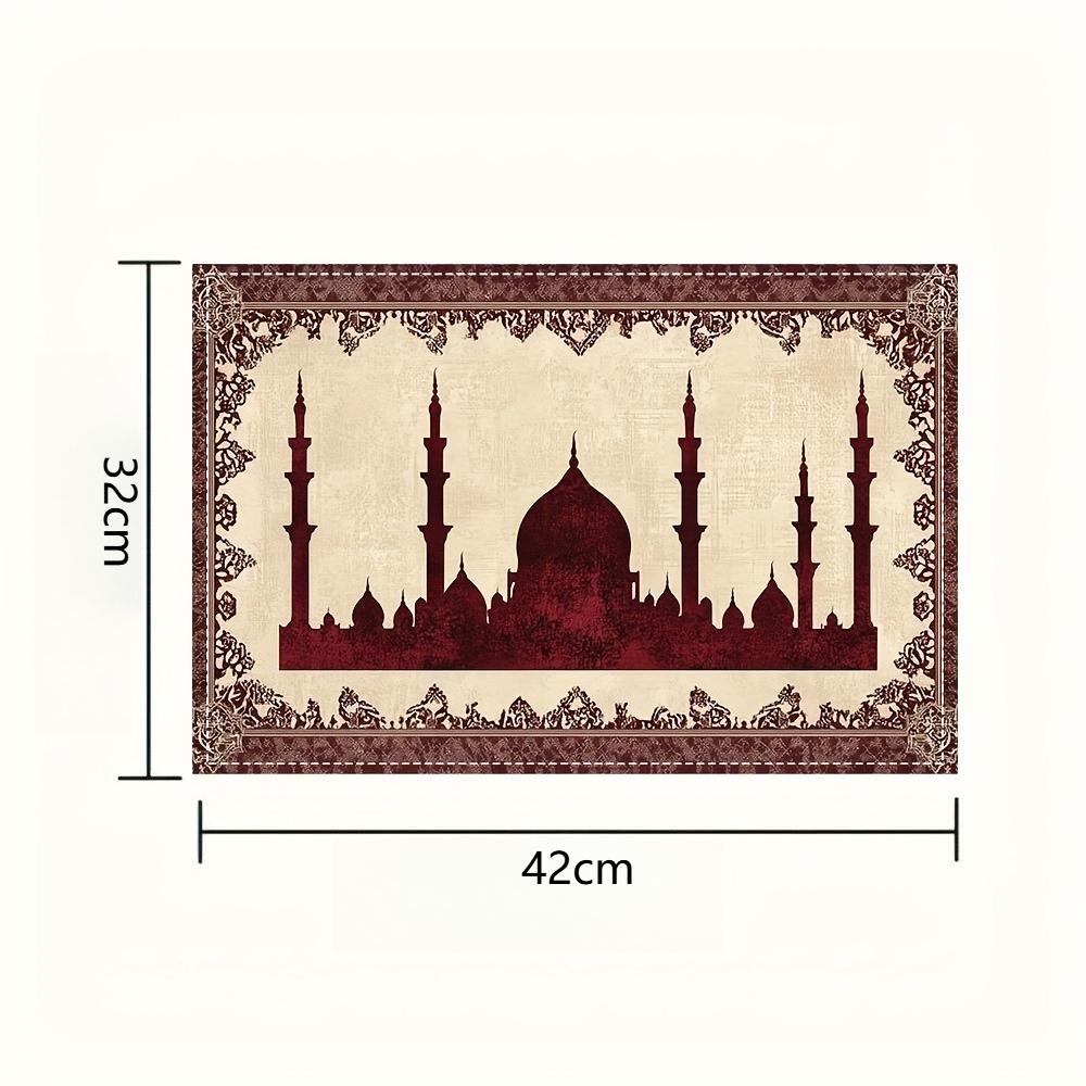 Ramadan Kareen Mubarak Linen Placemats Holiday Party Decor Retro Castle Printed Eid Al-Fitr Dining Table Mats Ramadan Decoration