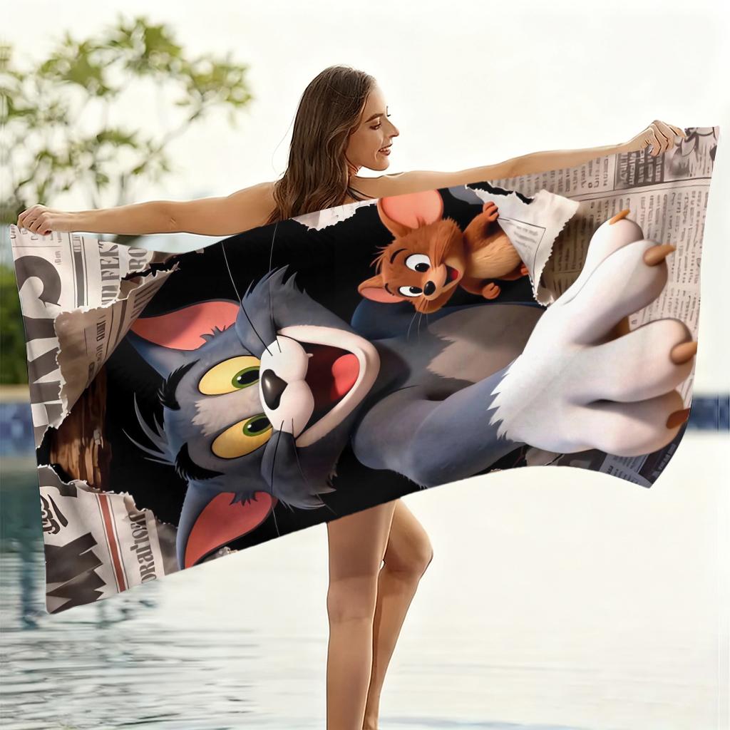 Tom&Jerry Grey Mouse Beach Towel Quick-drying Super Absorbent Suitable for Beach Vacation Pool Summer Funny Gift for Friends