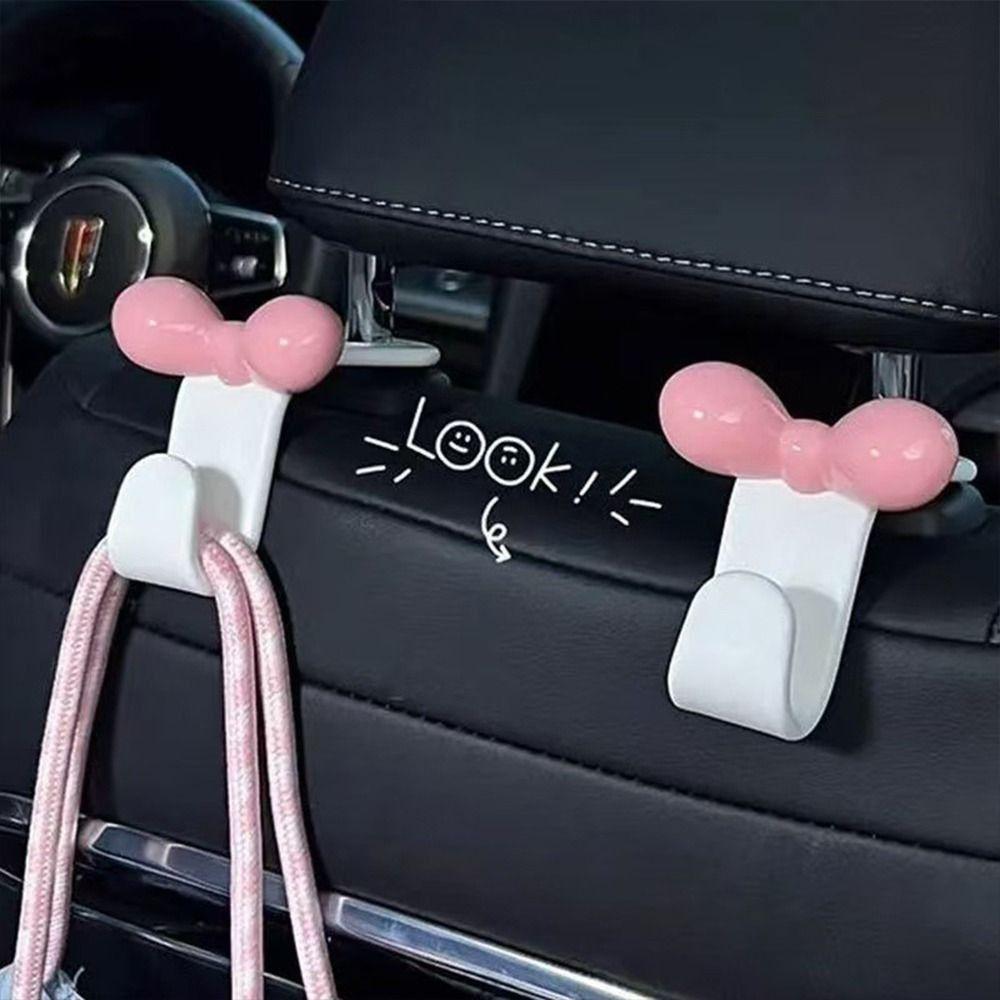 4Pcs Bowknot Car Seat Back Hook Dopamine Seat Back Hanger Sundries Back Storage Hook  Seat Headrest