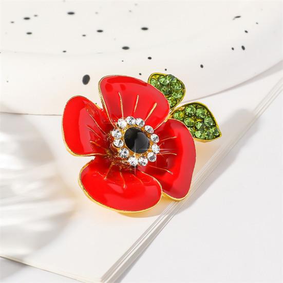 Women Brooch Flower Shape Enamel Oil Dripping Retro Anti-slip Polished Coat Collar Bag Scarf Hat Decoration Clothes Pin Party Banquet Clothing Jewelry