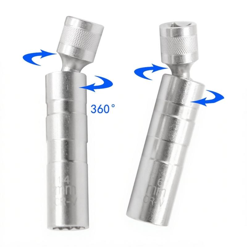 2pcs 360 Degree Swivels Magnetic Socket Removal Tool Car Accessories Spark Plugs Socket Set Thin Walled Spark Plugs Tool