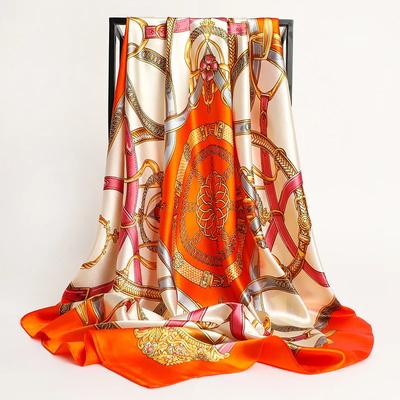 Taschentücher Haarseide Schal 90*90cm Druck Satin Großes Quadrat Seidenschals Schals Für Damen Luxus Designer Hijab Stirnband