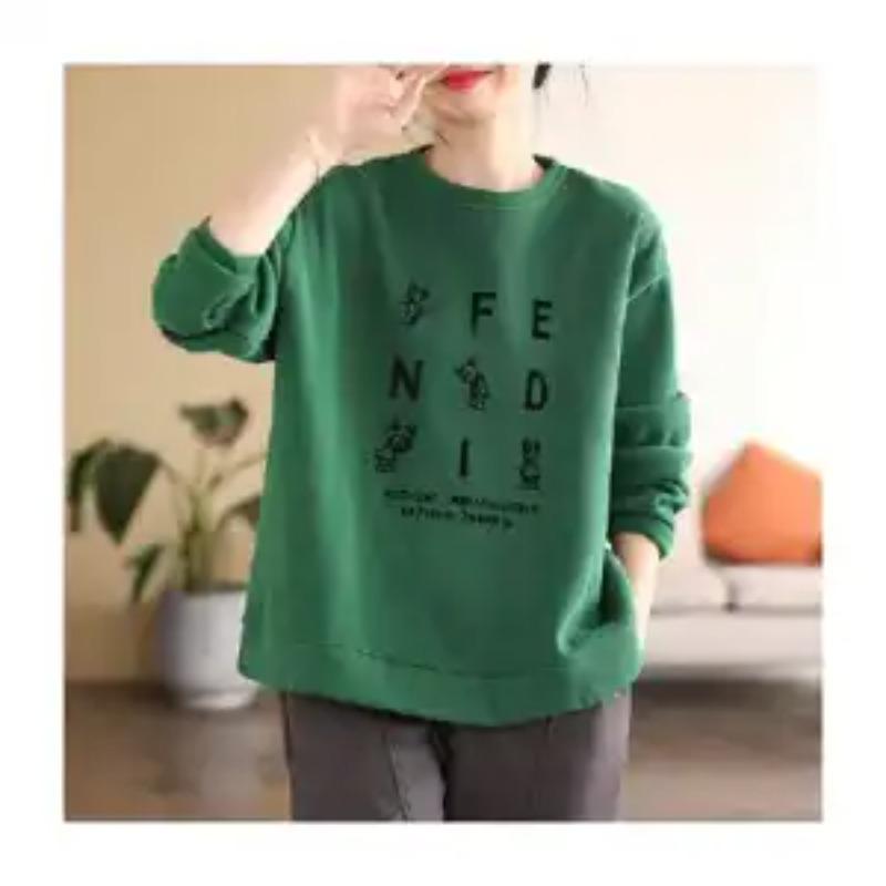 

Модный Ретро Осенний Свитер с Круглым Вырезом и Длинным Рукавом, Геометрический Принт, Свободный Пуловер, Куртка, Элегантный и Универсальный Топ L зелёный