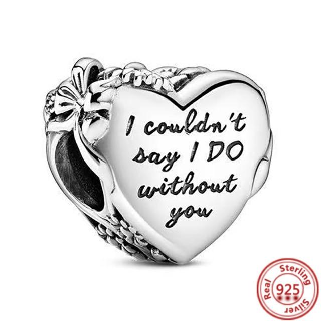 925 Sterling Silver Heart Circular Animal Beads Original  Charm Bracelet For Women DIY Fashion Silver 925 Jewelry Making