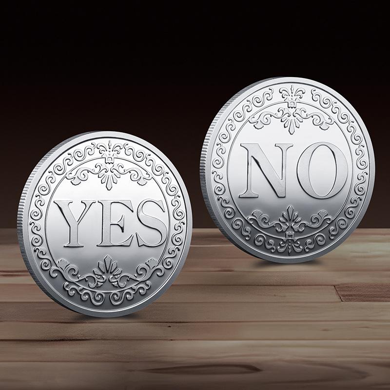 1pz Moneta Decisionale SI/NO Medaglia Commemorativa Moneta Portafortuna Gioco & Intrattenimento Oggetto di Scena Moneta Creativa Regalo Artigianato Metallico