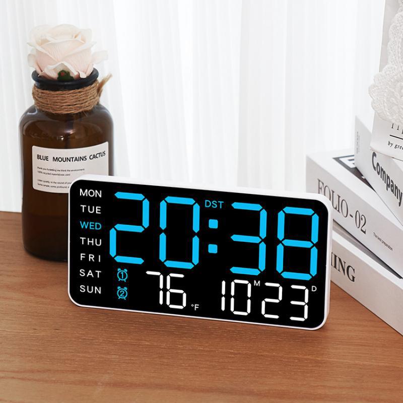 Large Digital Wall Clock With Led Display With Date Temperature Timer Humidity Week For Living Room Bedroom Gift For Seniors