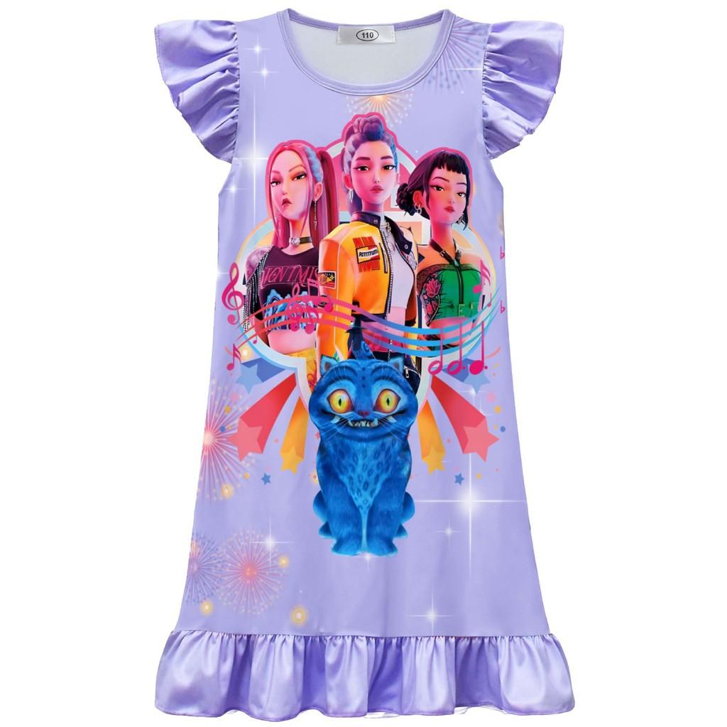 Kinder Mädchen POP Rumi Zoey Mira Bedrucktes Rüschenärmel Freizeitkleid