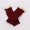 Winter Women Fashion Lace Trims Fingerless Knitted Mitten Wrist Warmer Gloves