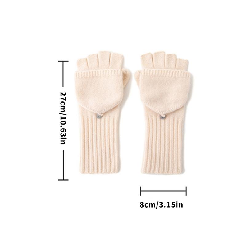 Half Finger Gloves For Men Women Cashmere Wool Blend Flip Cover Handwear For Smartphone Compatibility Winter Essential