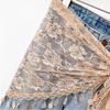 Sheer Mesh Hip Scarf Floral Print Lace Waist Scarf Fashion Mesh Layering Skirt  For Women