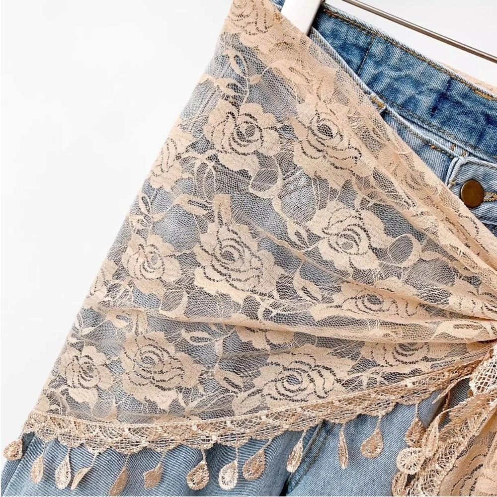 Sheer Mesh Hip Scarf Floral Print Lace Waist Scarf Fashion Mesh Layering Skirt For Women