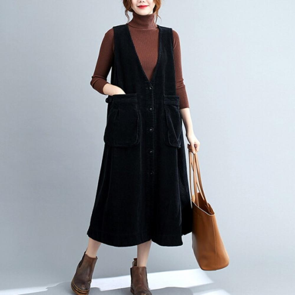 Helly Kongddang Loose Fit Corduroy Dress