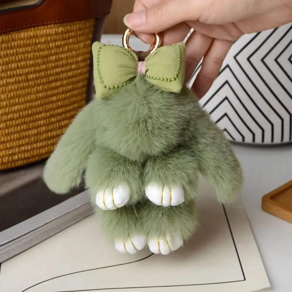 Bag Pendant Fashion Pluff Bunny Keychain Fluffy Cute Play Dead Rabbit Doll Smooth Lovely Rabbit Fur Keychain Women