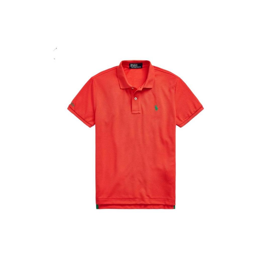 Polo Ralph Lauren SS22 Solid Color Button Short Sleeve Polo Shirt Women tops Red WMPOKNINCU20050-600