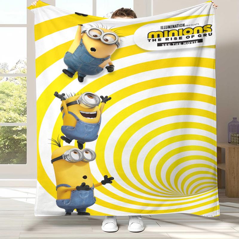 

Cute Minions cartoon Flannel Blanket,Ultra Soft Warm Plush Throw for Home Bedroom Bed Sofa Cover Camping Picnic gift kids 75x90cm
