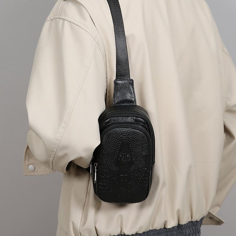 Versatile PU Leather Chest Bag - Professional Chest Sling for Work, Travel & Outdoor Activities (Fits Phone & Essentials)
