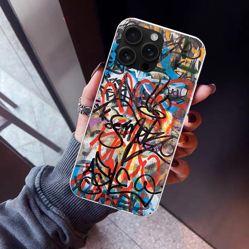 Graffiti Fashion Cool Phone Case For iPhone 17 Air 16 15 Pro Max 14 Plus 13 Mini 12 11 Cover 7 8 SE Silicone Shell Print Fundas