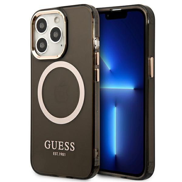Guess Guhmp13Lhtcmk Iphone 13 Pro / 13 6,1 Czarny/Black Hard Case Gold Outline Translucent Magsafe