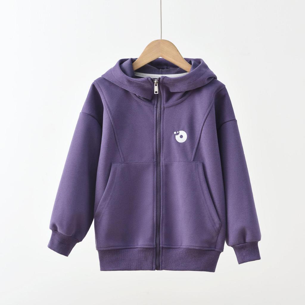 Autumn Children's Hooded Zip-Up Cardigan - Boys' & Girls' Casual Knitted Jacket, Versatile Hua Cotton Wear