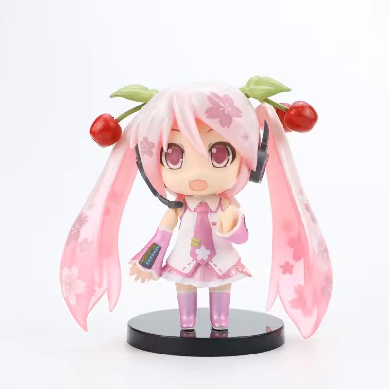 Anime Nueva Figura de Hatsune Miku Mini Adornos de Personaje Kawai Rosa Verde Hatsune Decoración de Escritorio para el Hogar Juguete para Adultos Regalo de Cumpleaños para Niño