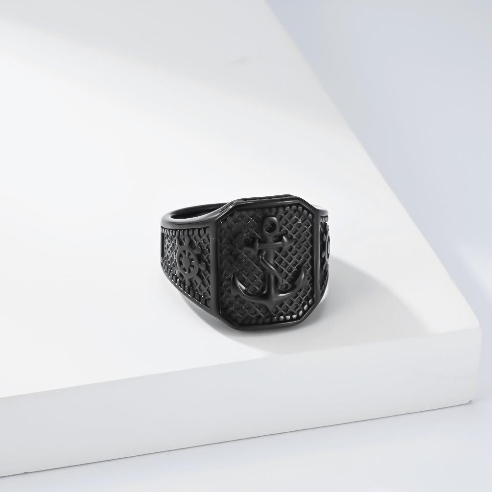 Europäischer und Amerikanischer Segelanker Ruder Herrenring Retro Alter Relief Navy Seal Nicht Verblassend Zeigefingerring 2026