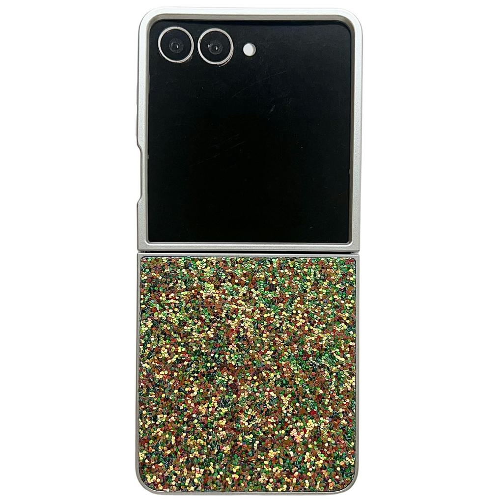 For Samsung Galaxy Z Flip7 5G Case Rubberized Silver Edge Phantom Glitter Hard PC Phone Cover