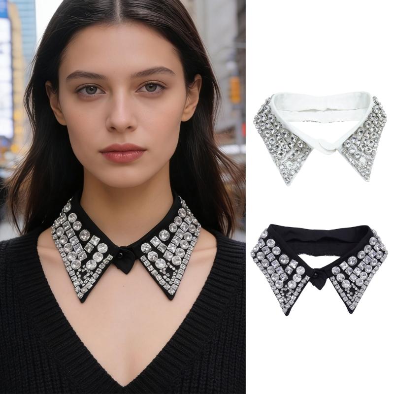 Fashion Beadwork Detachable Collar Removeable Faux Collar Easy Wear Neckwear for Women Various Occasion and Outfit