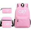 CR7C Luo Backpack Sports Peripheral Printed Backpack Children's Student School Bag Shoulder Bag Pencil Bag Three-piece Set