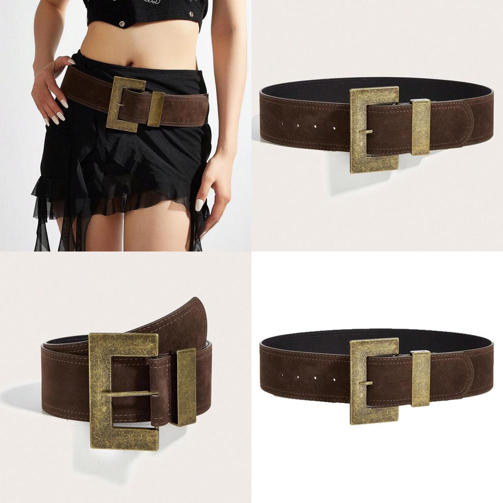 Style Rivet Leather Belt With Alloy Pin Buckle For Casual Outfits And Street Fashion